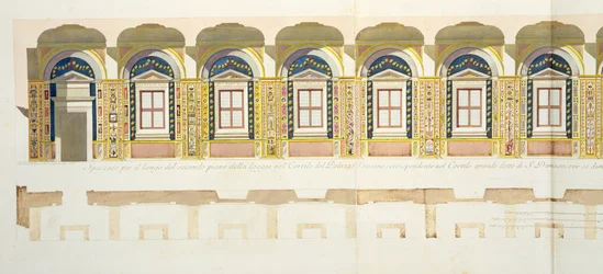 Vertikalschnitt des zweiten Stocks der Raffael-Loggia im Vatikan, aus 